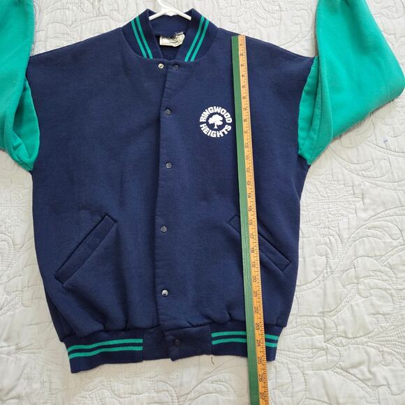 Vintage Australian Made Apparel Blue/Green Button Front Sweatshirt Size M - Picture 6 of 8